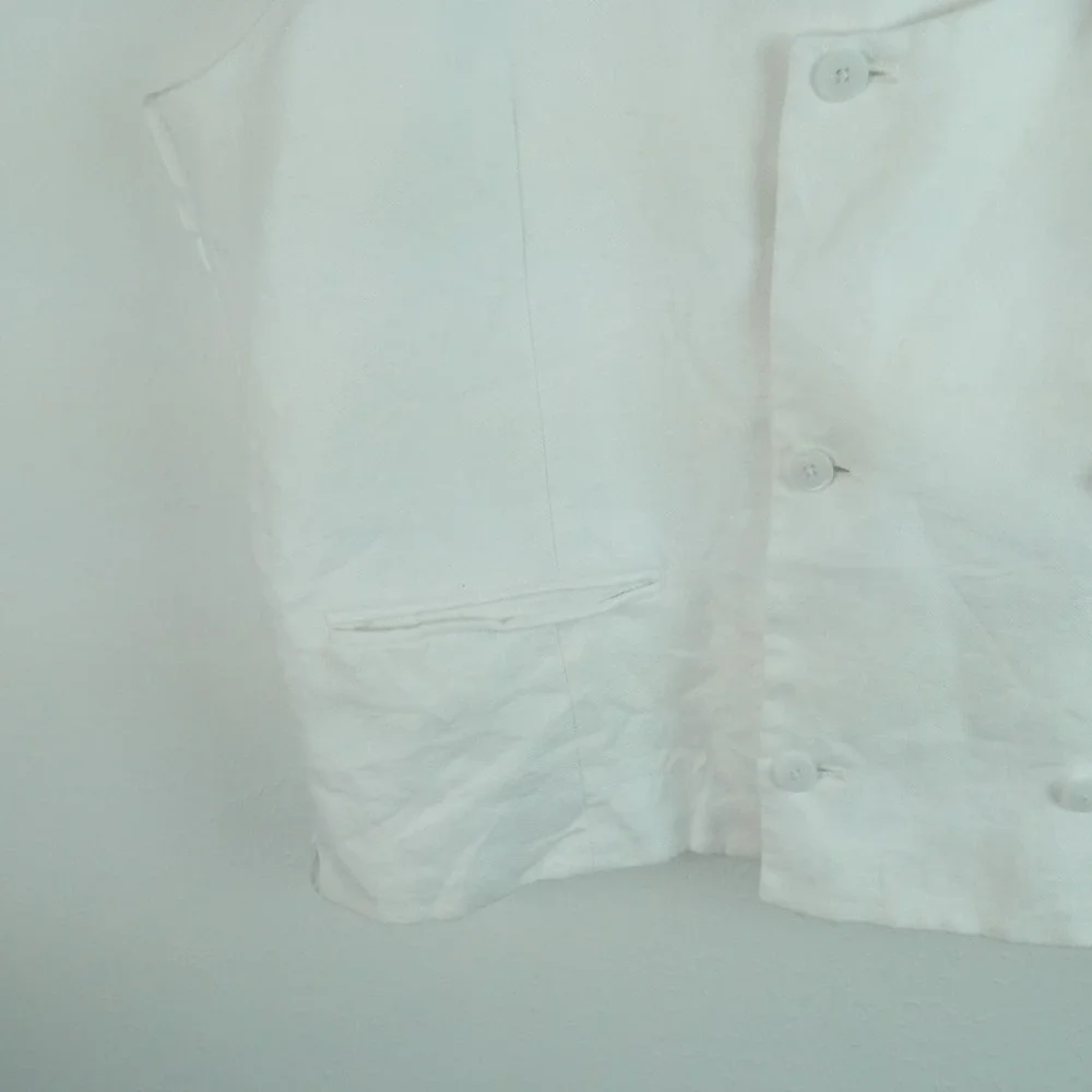 Joseph Abboud Mens XXL White 100% Linen Double Breasted Suit Vest Waistcoat